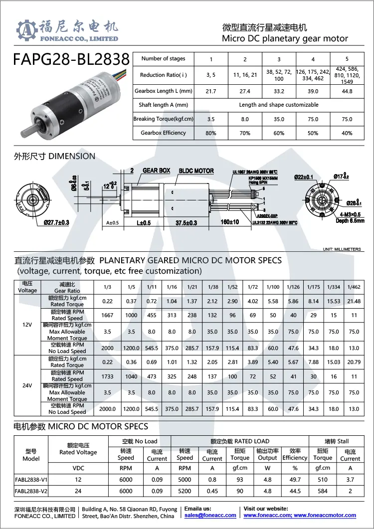 pg28-bl2838 28mm小型遊星ギアヘッドDC電気モーター.webp